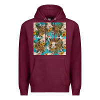 Burgundy charolais cow and sunflowers seamless pattern Premium Hoodie - HRA Design Shop