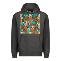 Charcoal Heather charolais cow and sunflowers seamless pattern Premium Hoodie - HRA Design Shop