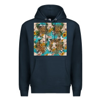 Navy charolais cow and sunflowers seamless pattern Premium Hoodie - HRA Design Shop