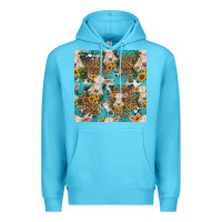 Ocean Blue charolais cow and sunflowers seamless pattern Premium Hoodie - HRA Design Shop