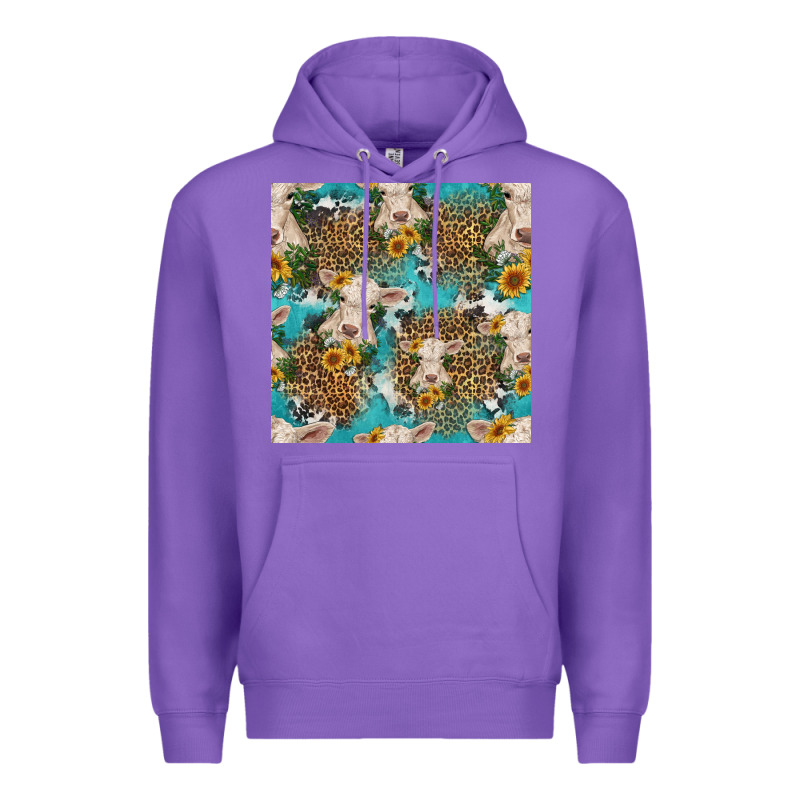 Charolais Cow And Sunflowers Seamless Pattern Premium Hoodie by HRA Design Shop | Teevron