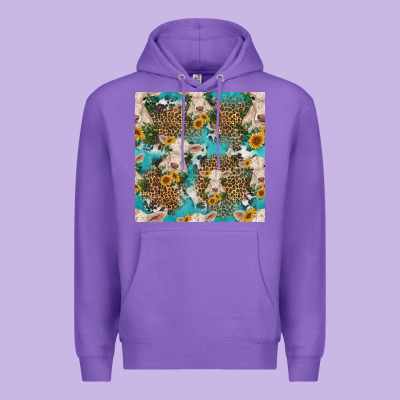 Charolais Cow And Sunflowers Seamless Pattern Premium Hoodie Designed By Hra Design Shop