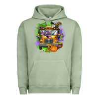 Pigment Oil Green halloween school bus Urban Hoodie - AdoDesignShop