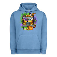 Pigment Pebble Blue halloween school bus Urban Hoodie - AdoDesignShop