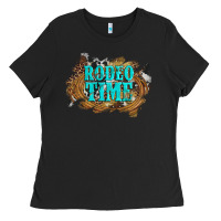 Black rodeo time  with leopard and cowhide Ladies Tee - Artiststas