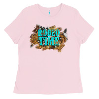 Bubblegum Pink rodeo time  with leopard and cowhide Ladies Tee - Artiststas