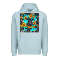 Blue Mist black angus and sunflowers seamless pattern Premium Hoodie - HRA Design Shop