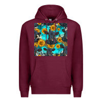Burgundy black angus and sunflowers seamless pattern Premium Hoodie - HRA Design Shop
