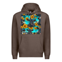 Coffee black angus and sunflowers seamless pattern Premium Hoodie - HRA Design Shop