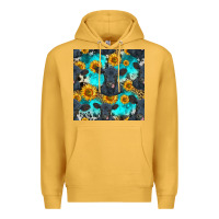 Mustard black angus and sunflowers seamless pattern Premium Hoodie - HRA Design Shop