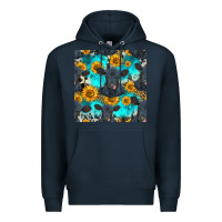 Navy black angus and sunflowers seamless pattern Premium Hoodie - HRA Design Shop