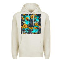 Oatmeal Heather black angus and sunflowers seamless pattern Premium Hoodie - HRA Design Shop