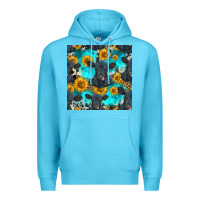 Ocean Blue black angus and sunflowers seamless pattern Premium Hoodie - HRA Design Shop