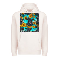 Pale Pink black angus and sunflowers seamless pattern Premium Hoodie - HRA Design Shop