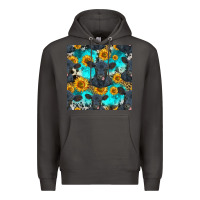 Smoke black angus and sunflowers seamless pattern Premium Hoodie - HRA Design Shop