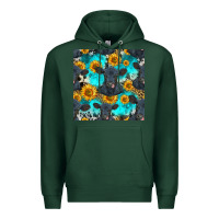 Sports Green black angus and sunflowers seamless pattern Premium Hoodie - HRA Design Shop