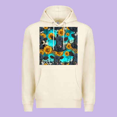 Black Angus And Sunflowers Seamless Pattern Premium Hoodie Designed By Hra Design Shop