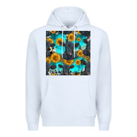 White black angus and sunflowers seamless pattern Premium Hoodie - HRA Design Shop