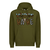Army Green western babe Premium Hoodie - CowhideDigitalArt