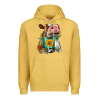 Antique Gold Simmental Cow Coffee Cup Premium Hoodie - FaDigitalArtStudio