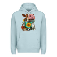 Blue Mist Simmental Cow Coffee Cup Premium Hoodie - FaDigitalArtStudio