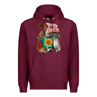 Burgundy Simmental Cow Coffee Cup Premium Hoodie - FaDigitalArtStudio
