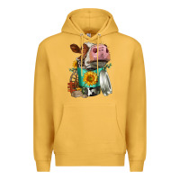 Mustard Simmental Cow Coffee Cup Premium Hoodie - FaDigitalArtStudio