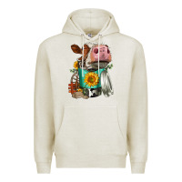 Oatmeal Heather Simmental Cow Coffee Cup Premium Hoodie - FaDigitalArtStudio