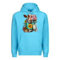 Ocean Blue Simmental Cow Coffee Cup Premium Hoodie - FaDigitalArtStudio