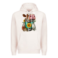 Pale Pink Simmental Cow Coffee Cup Premium Hoodie - FaDigitalArtStudio