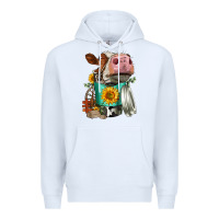 White Simmental Cow Coffee Cup Premium Hoodie - FaDigitalArtStudio
