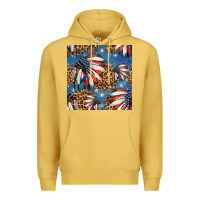 Antique Gold 4th of july indian headdress seamless pattern Premium Hoodie - HRA Design Shop