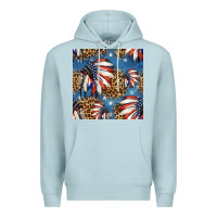 Blue Mist 4th of july indian headdress seamless pattern Premium Hoodie - HRA Design Shop