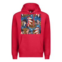 Cardinal 4th of july indian headdress seamless pattern Premium Hoodie - HRA Design Shop