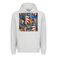 Dove Grey 4th of july indian headdress seamless pattern Premium Hoodie - HRA Design Shop