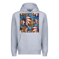 Heather Grey 4th of july indian headdress seamless pattern Premium Hoodie - HRA Design Shop