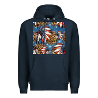 Navy 4th of july indian headdress seamless pattern Premium Hoodie - HRA Design Shop