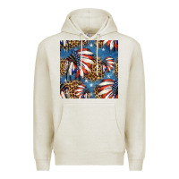 Oatmeal Heather 4th of july indian headdress seamless pattern Premium Hoodie - HRA Design Shop