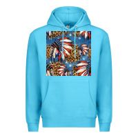 Ocean Blue 4th of july indian headdress seamless pattern Premium Hoodie - HRA Design Shop