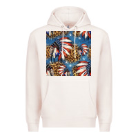 Pale Pink 4th of july indian headdress seamless pattern Premium Hoodie - HRA Design Shop
