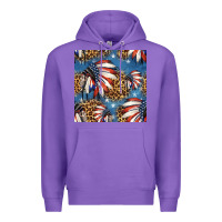 Purple 4th of july indian headdress seamless pattern Premium Hoodie - HRA Design Shop