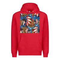Red 4th of july indian headdress seamless pattern Premium Hoodie - HRA Design Shop