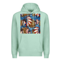 Seafoam 4th of july indian headdress seamless pattern Premium Hoodie - HRA Design Shop