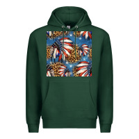 Sports Green 4th of july indian headdress seamless pattern Premium Hoodie - HRA Design Shop