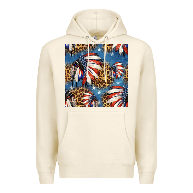 4th Of July Indian Headdress Seamless Pattern Premium Hoodie by HRA Design Shop | Teevron
