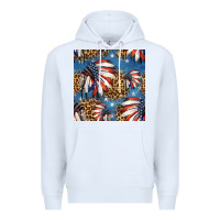 White 4th of july indian headdress seamless pattern Premium Hoodie - HRA Design Shop