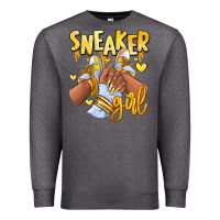 Charcoal Heather yellow sneaker girl afro woman Premium Sweatshirt - RanaPortraitStore