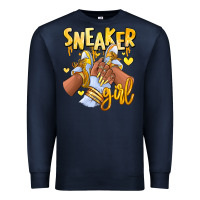 Navy yellow sneaker girl afro woman Premium Sweatshirt - RanaPortraitStore