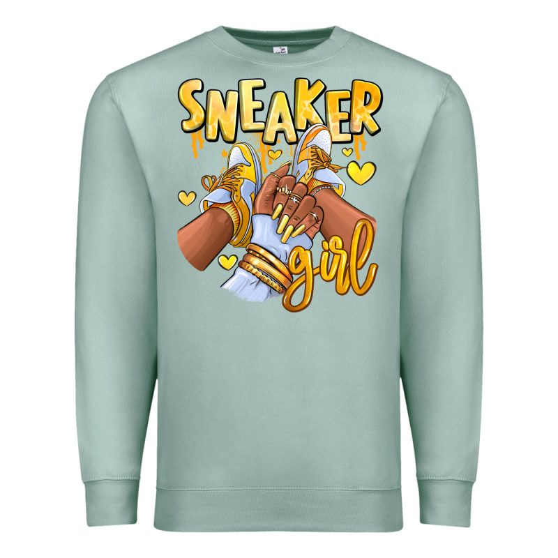 Yellow Sneaker Girl Afro Woman Premium Sweatshirt by RanaPortraitStore | Teevron