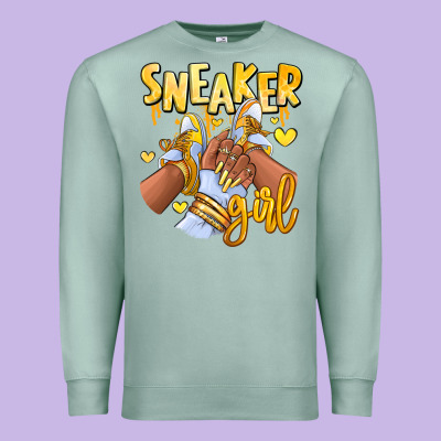 Premium Sweatshirt yellow sneaker girl afro woman
